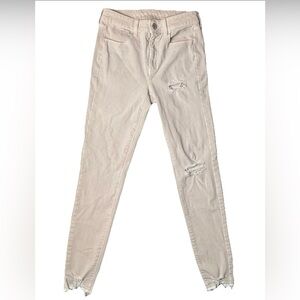 American Eagle Womens 4 Hi Rise 360 Next Level Stretch Jeans Distress Pink Beige